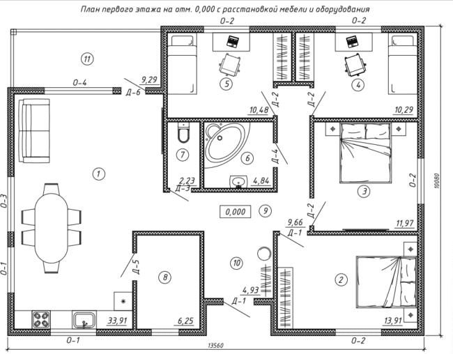 ЛСТК Металлоконструкция Дом 108м2 13.36x9.88